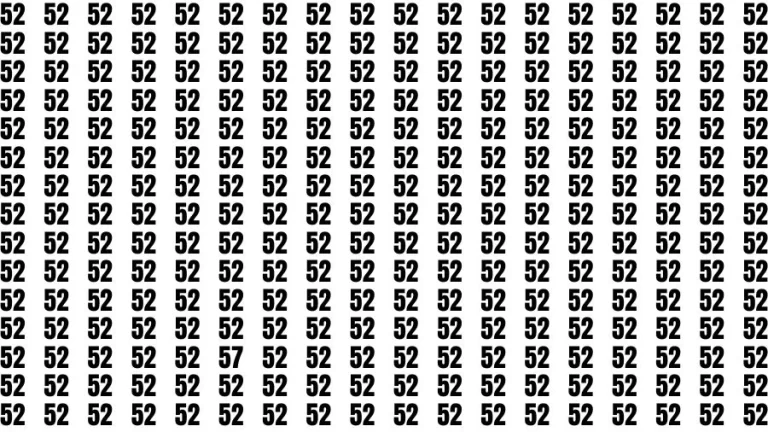 Optical Illusion Brain Challenge: If you have 50/50 Vision Find the Number 57 among 52 in 14 Secs