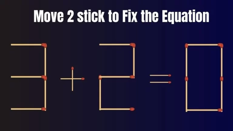 Brain Teaser: 3+2=0 Move 2 Sticks To Fix The Equation | Matchstick Puzzles