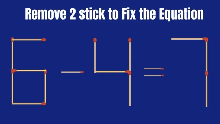 Brain Teaser: 6-4=7 Remove 2 Stick To Fix The Equation | Matchstick Puzzles