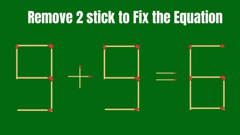 Brain Teaser IQ Challenge: 9+9=6 Remove 2 Matchsticks to Fix the Equation | Matchstick Puzzles