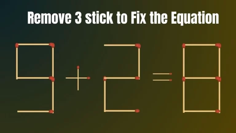 Brain Teaser IQ Test: Remove 3 Matchsticks to Fix the Equation