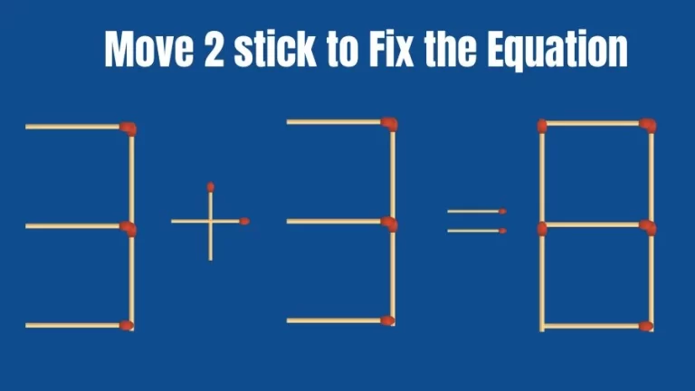 Brain Teaser for IQ Test: 3+3=8 Move 2 sticks to Fix The Equation | Matchsticks Puzzle