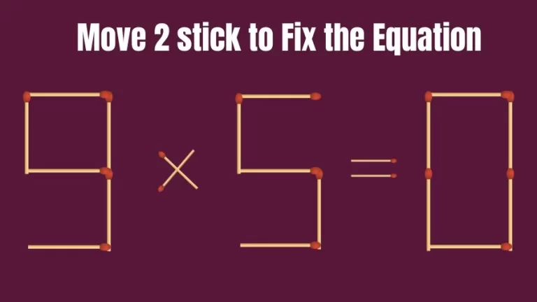 Matchstick Puzzle: 9×5=0 Fix The Equation By Moving 2 Sticks