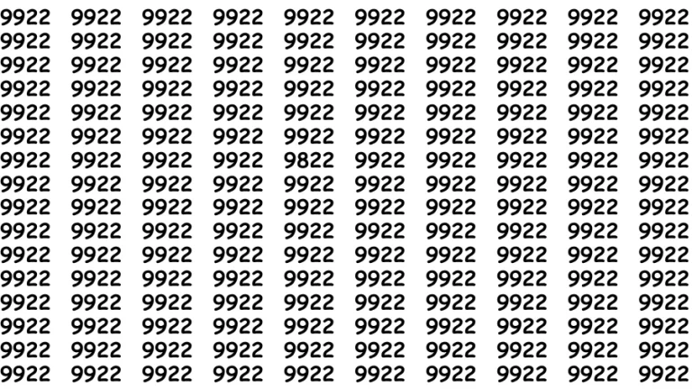 You have Extra Sharp Eyes Find the Number 9822 among 9922 in 15 Secs