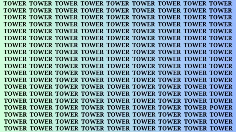 Observation Brain Challenge: If you have Eagle Eyes Find the word Power among Tower in 15 Secs