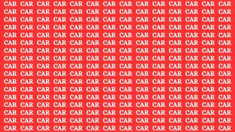 Optical Illusion Brain Challenge: If you have Sharp Eyes Find the Word Cab among Car in 12 Secs