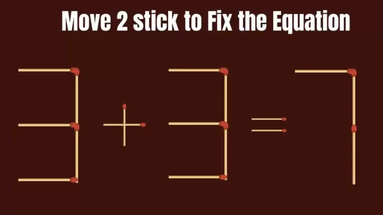 Brain Teaser: 3+3=7 Move 2 Sticks To Fix The Equation | Matchstick Puzzles