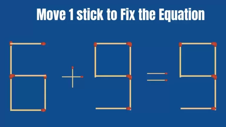 Brain Teaser: 6+9=9 Fix The Equation By Moving 1 Stick | Matchstick Puzzles