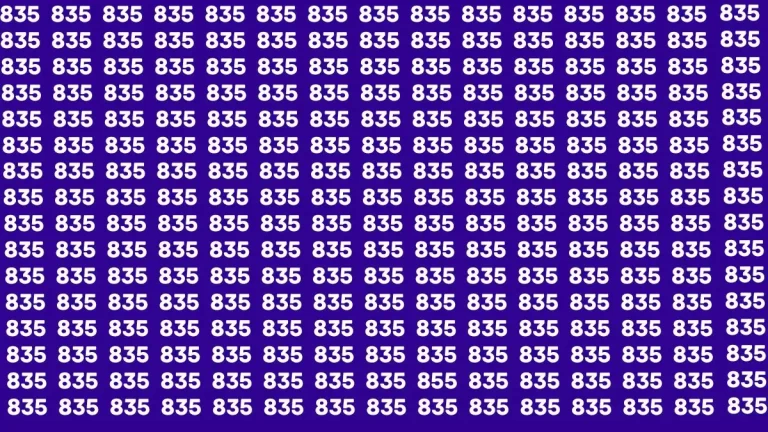 Optical Illusion Brain Test: If you have Super Sharp Vision Find the ​Number 855 among 835 in 6 Secs